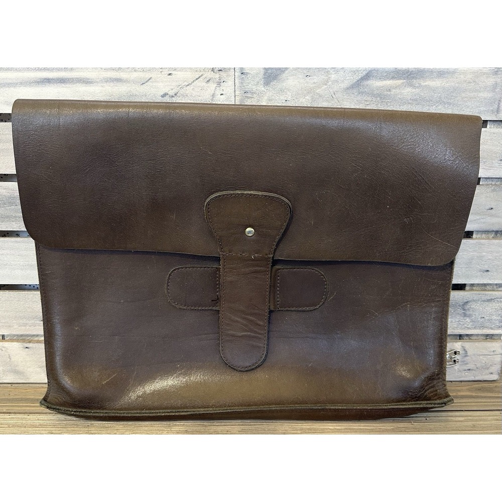 VTG Leather Portfolio Briefcase Dark Academia Business Career Office